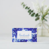 Elegante handgemaakte blauwe bloem hortensia visitekaartje (Staand voorkant)