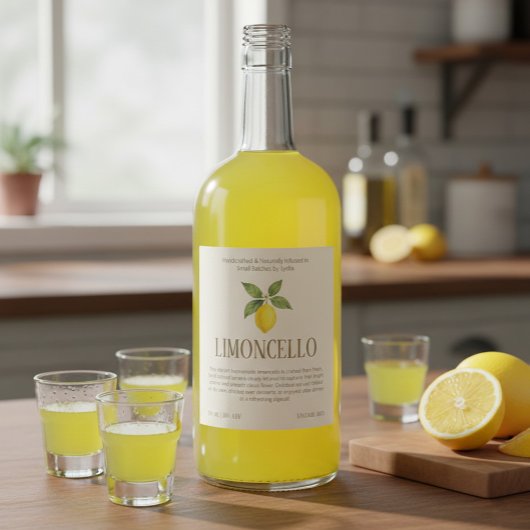 Elegante Handgemaakte Limoncello Wijn Etiket