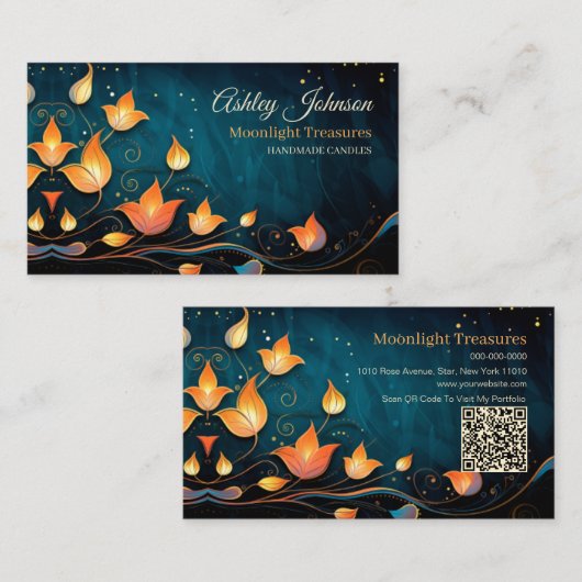 Elegante Handgemaakte Producten QR Code Visitekaartje (Voorkant / Achterkant)