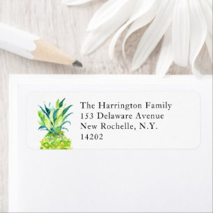 Elegante handgeschilderde ananas retouradres etiket
