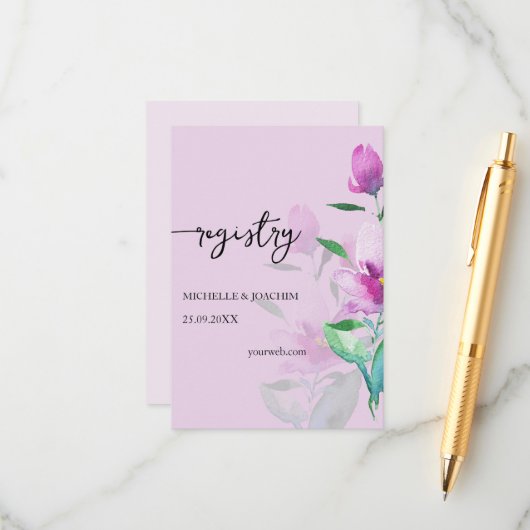 Elegante handgeschilderde bloemenbehuizing Kaart (Voorkant / Achterkant in situ)