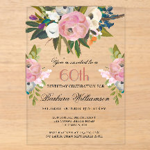 Elegante handgeschilderde bloemige 60ste verjaarda