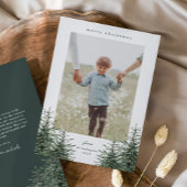 Elegante handgeschilderde dennenboom foto kersthol feestdagenkaart