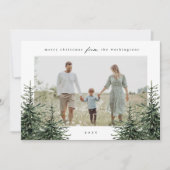 Elegante handgeschilderde dennenboom foto Kerstmis Feestdagenkaart (Voorkant)