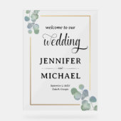 Elegante handgeschilderde eucalyptus bruiloft welk acryl bord (Voorkant)