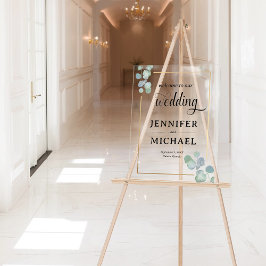 Elegante handgeschilderde eucalyptus bruiloft welk acryl bord