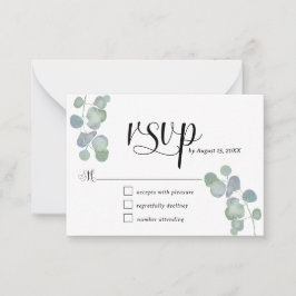Elegante handgeschilderde Eucalyptus RSVP-kaart Notitiekaartje