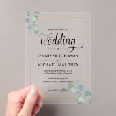 Elegante handgeschilderde eucalyptusbruiloft acryl uitnodigingen (Insitu (Draagbaar))