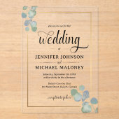 Elegante handgeschilderde eucalyptusbruiloft acryl uitnodigingen (Voorkant)