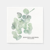 Elegante handgeschilderde eucalyptusbruiloft servet (Voorkant)