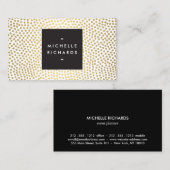 Elegante handgeschilderde gouden polka stippen visitekaartje (Voorkant / Achterkant)