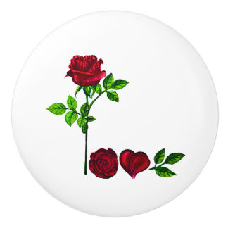 Elegante handgeschilderde LOVE Roos Cabinet Knobs Keramische Knop