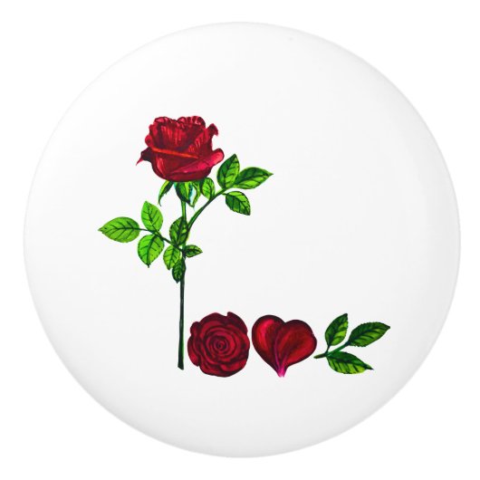 Elegante handgeschilderde LOVE Roos Cabinet Knobs Keramische Knop (Voorkant)