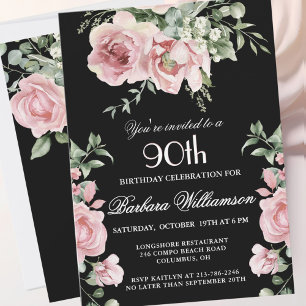 Elegante handgeschilderde Rozen 90ste verjaardagsf Kaart
