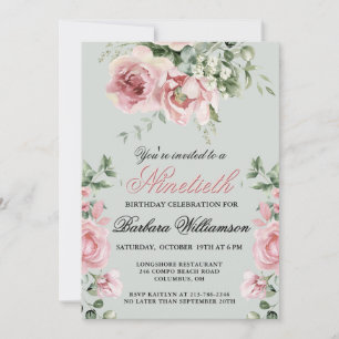 Elegante handgeschilderde Rozen 90ste verjaardagsf Kaart