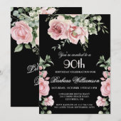 Elegante handgeschilderde Rozen 90ste verjaardagsf Kaart (Voorkant / Achterkant)