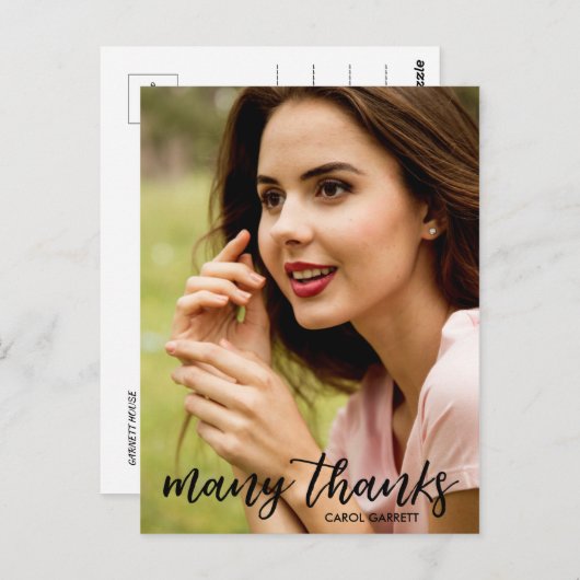 Elegante handgeschreven afstudeerbedankje briefkaart (Voorkant / Achterkant)