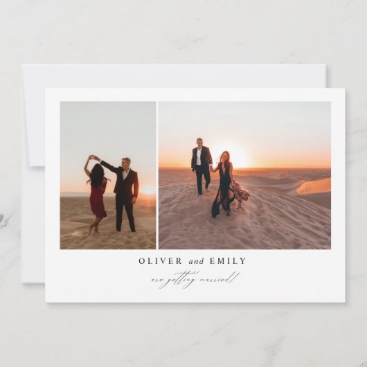 Elegante handgeschreven boogfoto bewaar de datum kaart (Achterkant)