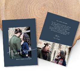 Elegante handgeschreven bruiloft bedankkaart