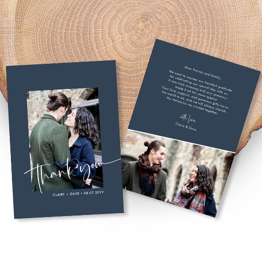 Elegante handgeschreven bruiloft bedankkaart