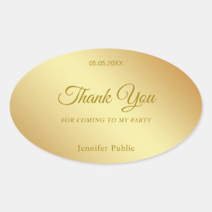Elegante handgeschreven dank je tekst goud templat ovale sticker