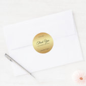 Elegante Handgeschreven Dankjewel Goud Sjabloon Ronde Sticker (Envelop)