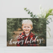 Elegante handgeschreven foto Kerstmis Feestdagenkaart (Staand voorkant)