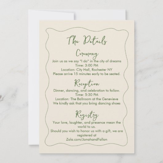 Elegante handgeschreven hand getekend minimalistis kaart (Achterkant)