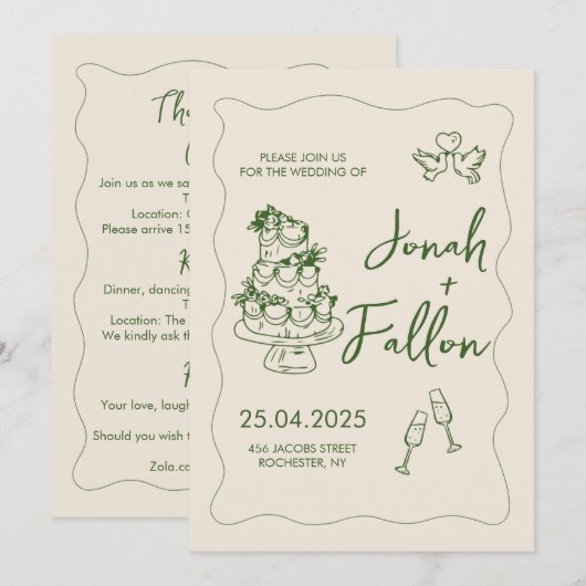 Elegante handgeschreven hand getekend minimalistis kaart (Voorkant / Achterkant)