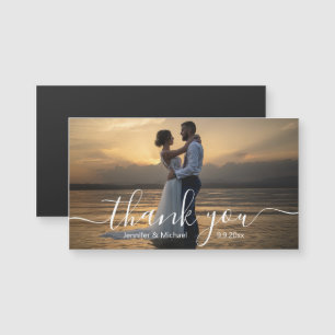elegante handgeschreven huwelijksfoto magneet met