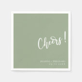 Elegante handgeschreven juichen: Sage Green Weddin Servet (Voorkant)