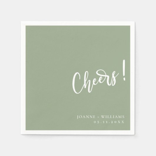 Elegante handgeschreven juichen: Sage Green Weddin Servet (Voorkant)