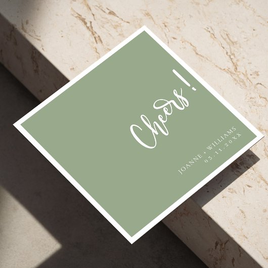 Elegante handgeschreven juichen: Sage Green Weddin Servet