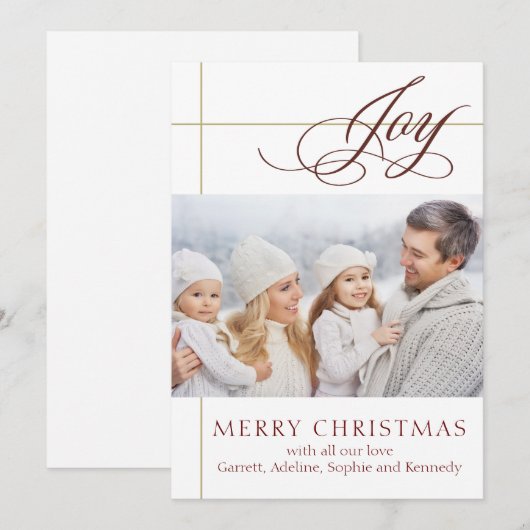 Elegante handgeschreven Kerstkaart met het woord J (Voorkant / Achterkant)