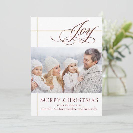 Elegante handgeschreven Kerstkaart met het woord J (Staand voorkant)