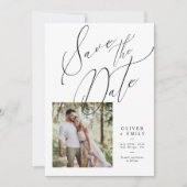 Elegante Handgeschreven Moderne Bruiloft Save the  Kaart (Voorkant)