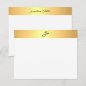 Elegante Handgeschreven Monogram Naam Faux Gold Notitiekaartje (Voorkant / Achterkant)