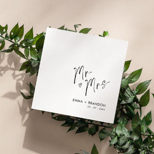 Elegante handgeschreven Mr en Mrs Wedding Napkins Servet
