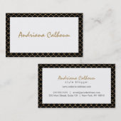 Elegante handgeschreven naam met art deco patroon visitekaartje (Voorkant / Achterkant)