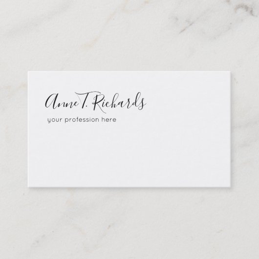 elegante handgeschreven naam op wit visitekaartje (Voorkant)