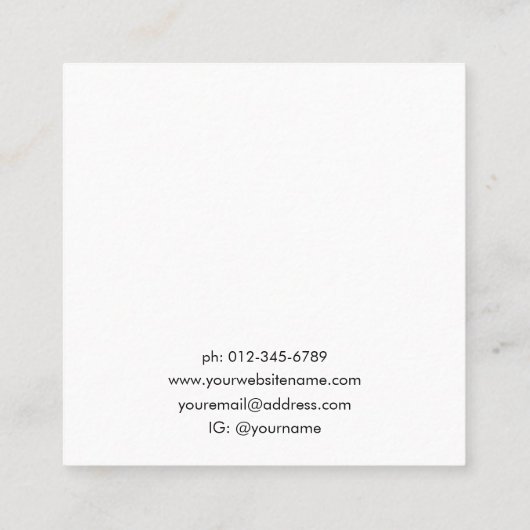 Elegante Handgeschreven Naam Sieraden Oorbel Displ Vierkante Visitekaartje (Achterkant)