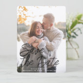 Elegante handgeschreven script aangepaste foto save the date (Staand voorkant)