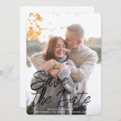 Elegante handgeschreven script aangepaste foto save the date (Voorkant / Achterkant)