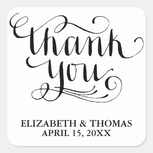 ELEGANTE HANDGESCHREVEN SCRIPT BEDANKT STICKERS (Voorkant)