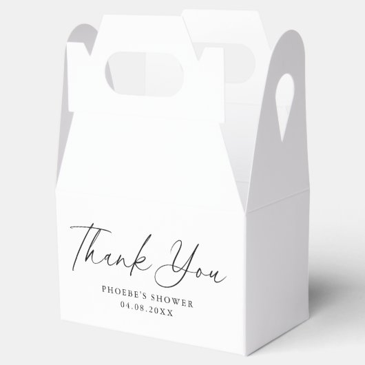 Elegante handgeschreven script bruidsdouche gevelv bedankdoosjes (Geopend)