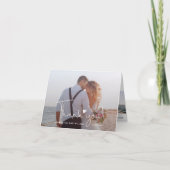 Elegante handgeschreven script bruiloft 2 foto bedankkaart (Voorkant)