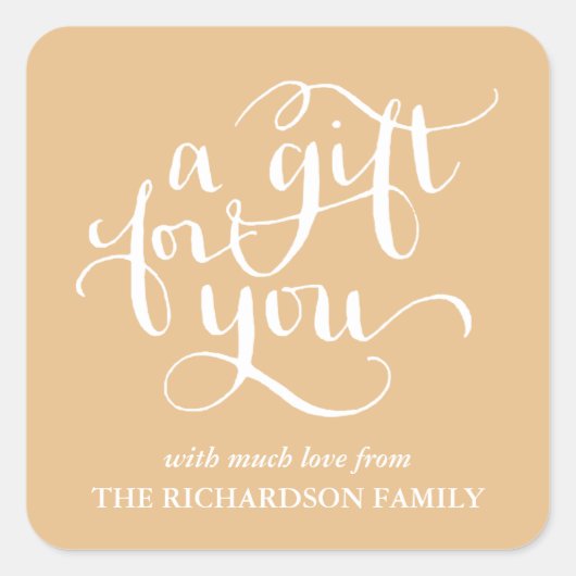 ELEGANTE HANDGESCHREVEN SCRIPT CADEAU LABEL STICKE (Voorkant)