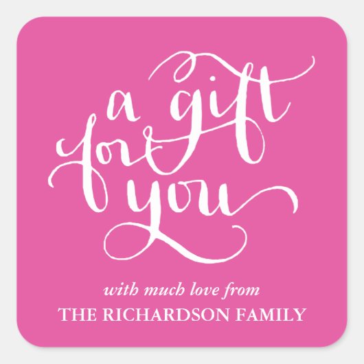 ELEGANTE HANDGESCHREVEN SCRIPT CADEAU LABEL STICKE (Voorkant)