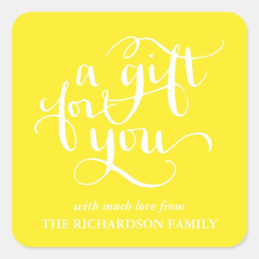 ELEGANTE HANDGESCHREVEN SCRIPT CADEAU LABEL STICKE (Voorkant)