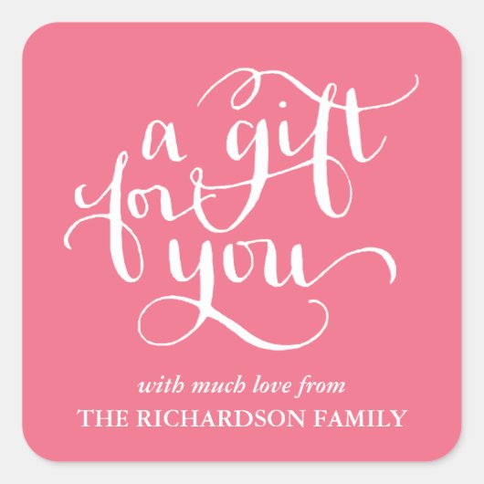 ELEGANTE HANDGESCHREVEN SCRIPT CADEAU LABEL STICKE (Voorkant)